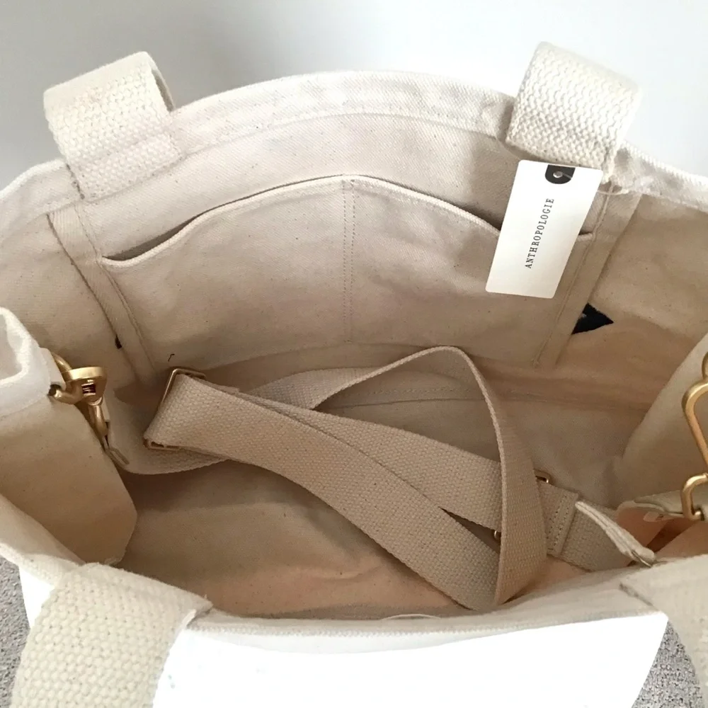 Anthropologie Canvas City Tote Bag Crossbody Satchel Paris New With Tag - Picture 7 of 11